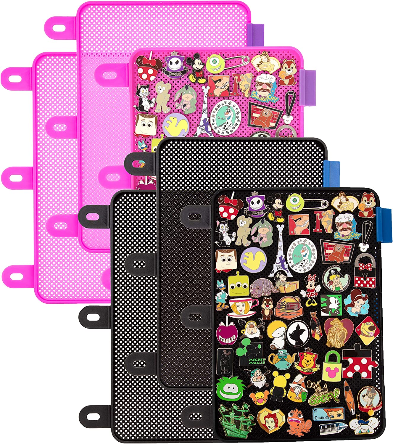 Enamel Pin Display Pages (6 PK) - Display and Trade Your Disney Collectible  Pins in Any 3-Ring Binder - Pages Lay Flat with Pinbacks and NO Sagging!  (Black/Pink - Pins Not Included) 